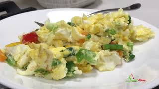 How To Make A Deliciously Healthy Garden Scramble, Scrambled Eggs, Vegetable Scrambled Eggs