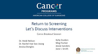 Return to Screening Clinical Study September 29, 2021: Cervix Breakout Session