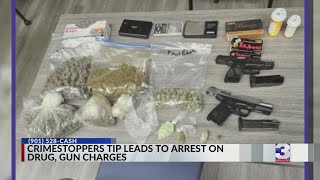 Crimestoppers tip leads to arrest on drug, gun charges