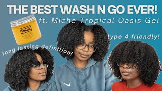 MY BEST WASH N GO EVER! | Miche Tropical Oasis Gel | step-by-step DEFINED wash n go on TYPE 4 HAIR