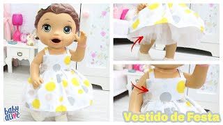 COMO FAZER UM LINDO VESTIDO DE FESTA BEM ARMADO PARA BABY ALIVE