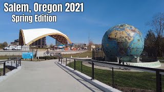 Salem, Oregon 2021 Walk (Downtown, Waterfront, Cherry Blossoms)