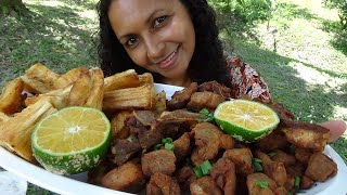 AIPIM COLHIDO NA HORA E FRITO + COSTELINHA NO SÍTIO PINTO NO LIXO!