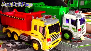 Garbage Truck and Dump Truck Toy UNBOXING | Pretend Play With Trucks | JackJackPlays