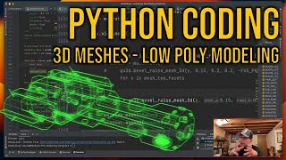 Live Python coding! Low poly spacecraft design. Glowing details!