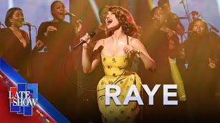 "Joy." - RAYE feat. Amma & Absolutely (LIVE on The Late Show)