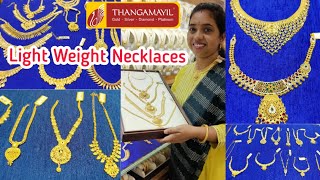 Light Weight Necklace Collections from New Jewellery Shop | Thangamayil Gold Necklace with Details