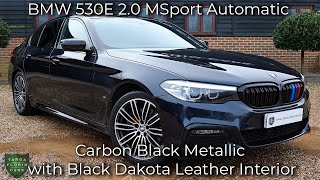 BMW 530E 2.0 MSport Automatic registered October 2018 (68) finished in Carbon Black Metallic