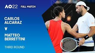 Carlos Alcaraz v Matteo Berrettini Full Match | Australian Open 2022 Third Round