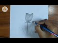 how to draw tulip flower easy flower drawing drawing for beginners