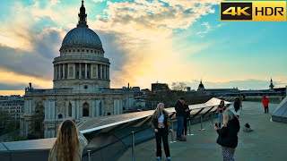 🌸London Walk in Spring🌸Cherry Blossom Walk and views of St Pauls [4K HDR]