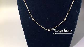 Thin Chain Small Moissanite Diamond Pendant Necklace In 14k