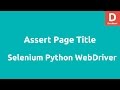 Assert Page Title in Python Selenium