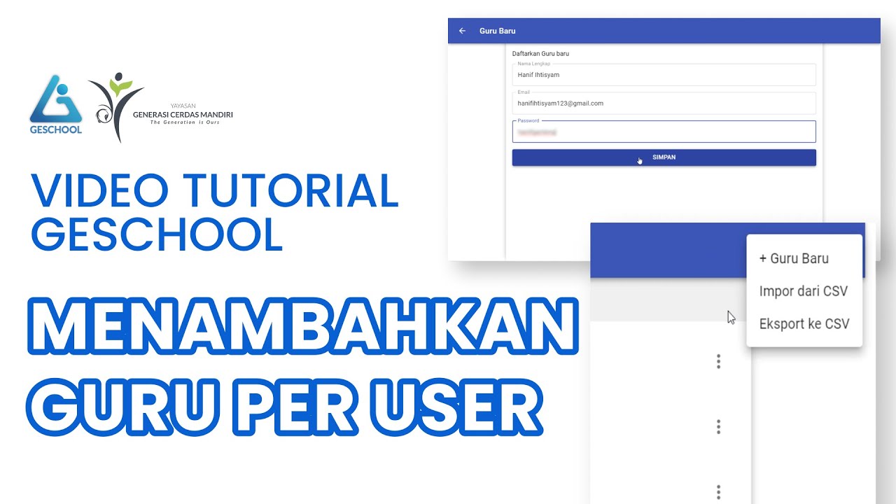 Video Tutorial Menambahkan Guru Per User Youtube