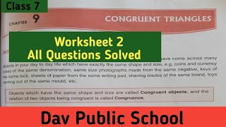 Dav Class 7 Maths Chapter 9 Worksheet 2 || Congruent Triangles || @madhubanclasses