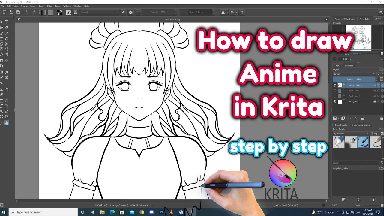 Anime Digital Art Tutorial Krita - Mercy Rouge