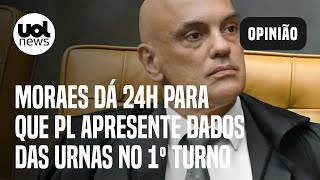 Moraes condiciona analisar relatório do partido de Bolsonaro a entrega de dados de 1º turno