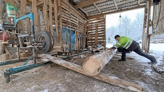 Самая простая пилорама в мире! Пилим сосновый брус! homemade sawmill