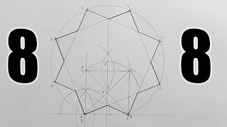 Estrella de 8 puntas con compás conocida la distancia entre puntas