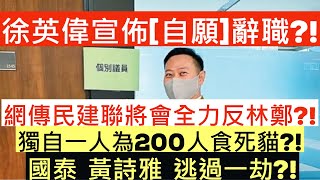 網傳民建聯將會全力反林鄭?!|獨自一人為200人食死貓?!|國泰 黃詩雅 逃過一劫?!|徐英偉宣佈[自願]辭職?!|井仔點睇