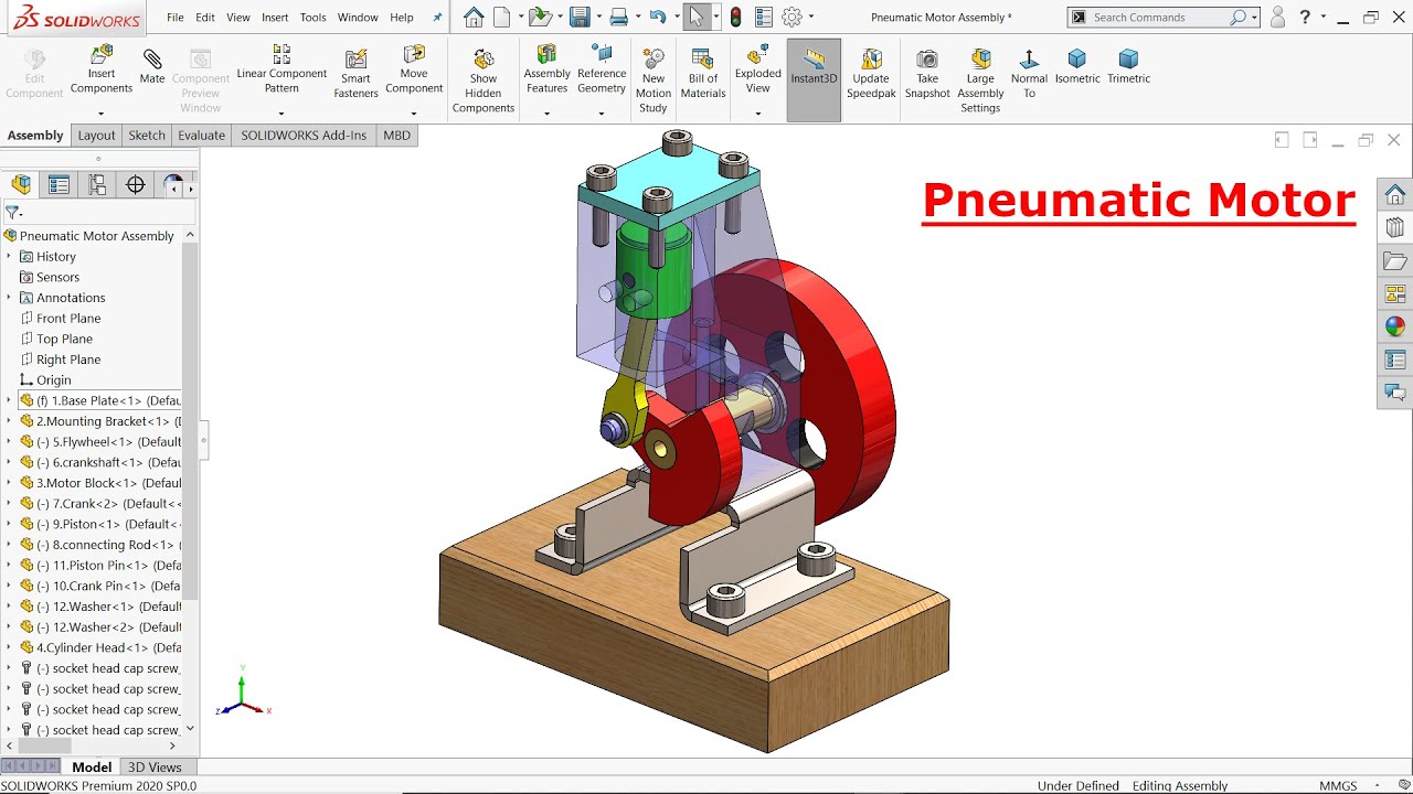 SolidWorks Tutorial Pneumatic Motor (Air Motor) - YouTube