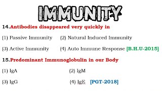 MCQs on Immunity-Immunology Questions-Most important quiz