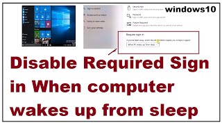 Disable Required Sign in When computer wakes up from sleep windows 10