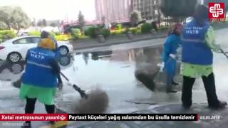 Paytaxt küçələri yağış sularından bu üsulla təmizlənir [Xətai metrosunun yaxınlığı]