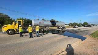 Tanker spills tar on Upstate highway