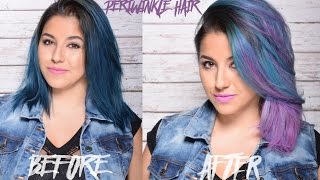 Periwinkle pink and teal balayage hair dye tutorial