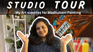 My Art Supplies for Madhubani Painting and setup tour🥰😍