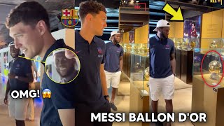 🤯 Kessie and Christensen Reaction when saw Messi's 7 Ballon D'Or during a visit to the Barca Museum