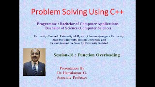 C++ UNIT2 PPT Session 18: Function Overloading