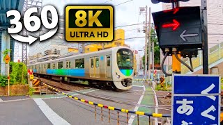 踏切VR 電車 鉄道【西武新宿線 高田馬場駅・下落合駅区間 上り・下り】360°動画