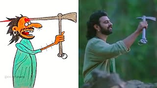 Bahubali 2 Best Action Fighting Funny Drawing Memes | Prabhas Devsena #bahubali  #crazyfunarts