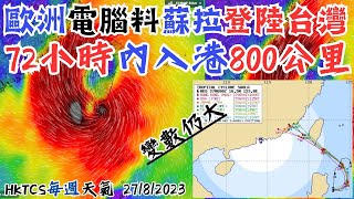 【HKTCS每週天氣27/8/2023】英國模式預料蘇拉將直襲本港! 歐洲料登陸台灣? 分析分歧背後原因 第一波東北季候風本週抵達華南