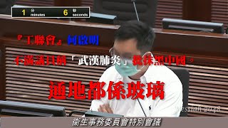 『工聯會』何啟明不滿議員稱「武漢肺炎」批抹黑中國。