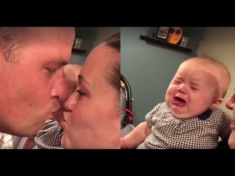 Babies Reaction When Daddy Kisses Mom Youtube
