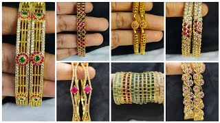 Gold like Ad stone bangle designs|8754252999 #bangles #online #gold #white #trending