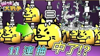 《貓咪大戰爭 にゃんこ大戦争》『11連抽轉蛋』中了 …!!?? 最後…… (11連続ドロー！？)【豪show】