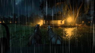 🐎🌧️ Stormy Night Ride to Cozy Cabin – Thunder \u0026 Rain ASMR for Deep Sleep ⚡