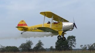 Platzer Kiebitz smoke on low pass and landing at Airfield Grabersdorf | D-MFRZ