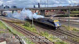 7 Locomotive Lash Up On SSR’s Standard Gauge Grain To The Rock (3MC5)