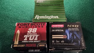 38 Special testing: Fort Scott Munitions TUI vs Norma NXD vs Golden Saber