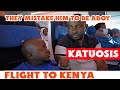 I MET KATUOSIS IN THE AEROPLANE  ..THE FLIGHT ATTENDANTS MISTAKE HIM TO BE  SMALL BOY MZEE WA 37YRS