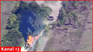 Ukrainian drones did not allow the Russian tank that fell on the border to return