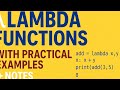 Lambda functions with practical examples and notes in python map(), filter (), sorted (). ... Python
