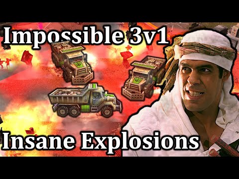 Impossible 3v1!! Out Smarting My Enemy's With BombTrucks! C&C Generals Zero Hour