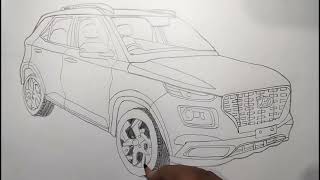 Hyundai venue car drwaing 😮😮|| Easy car drwaing || VERY EASY || step by step|| Car drwaing||✍️✍️