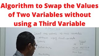 Algorithm to Swap the Values of two Variables without using a Third Variable | Class 15